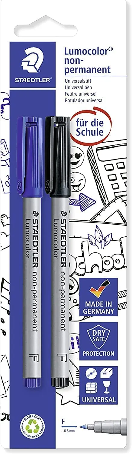 staedtler-lumocolor-316-pennarelli-non-permanenti-nero-blu-set-2-da-0-6-mm image 1