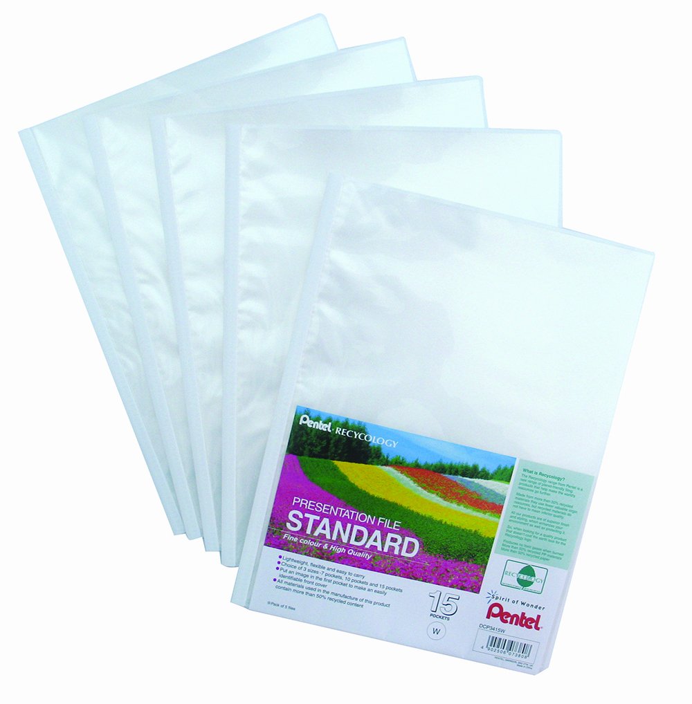 pentel-recycology-dcp3415-portalistino-presentation-file-a4-bianco-5-pezzi image 1