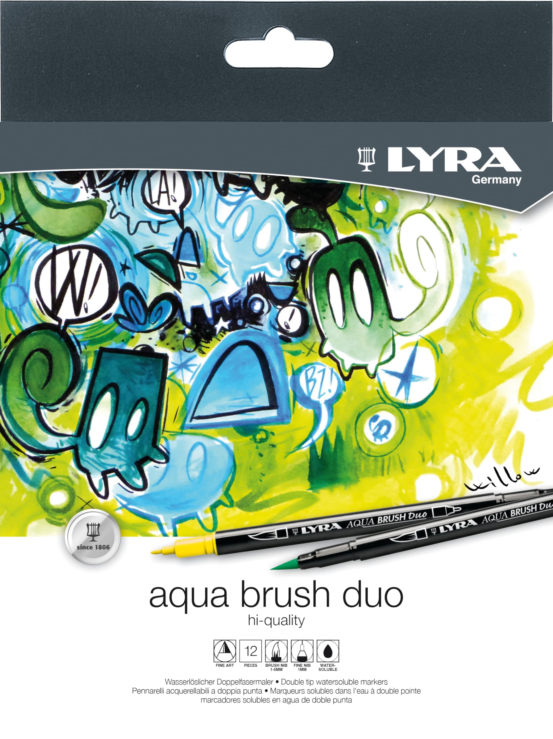 lyra-aqua-brush-duo-set-12-pennarelli-doppia-punta-punta-pennello-e-fine-colori- image 1