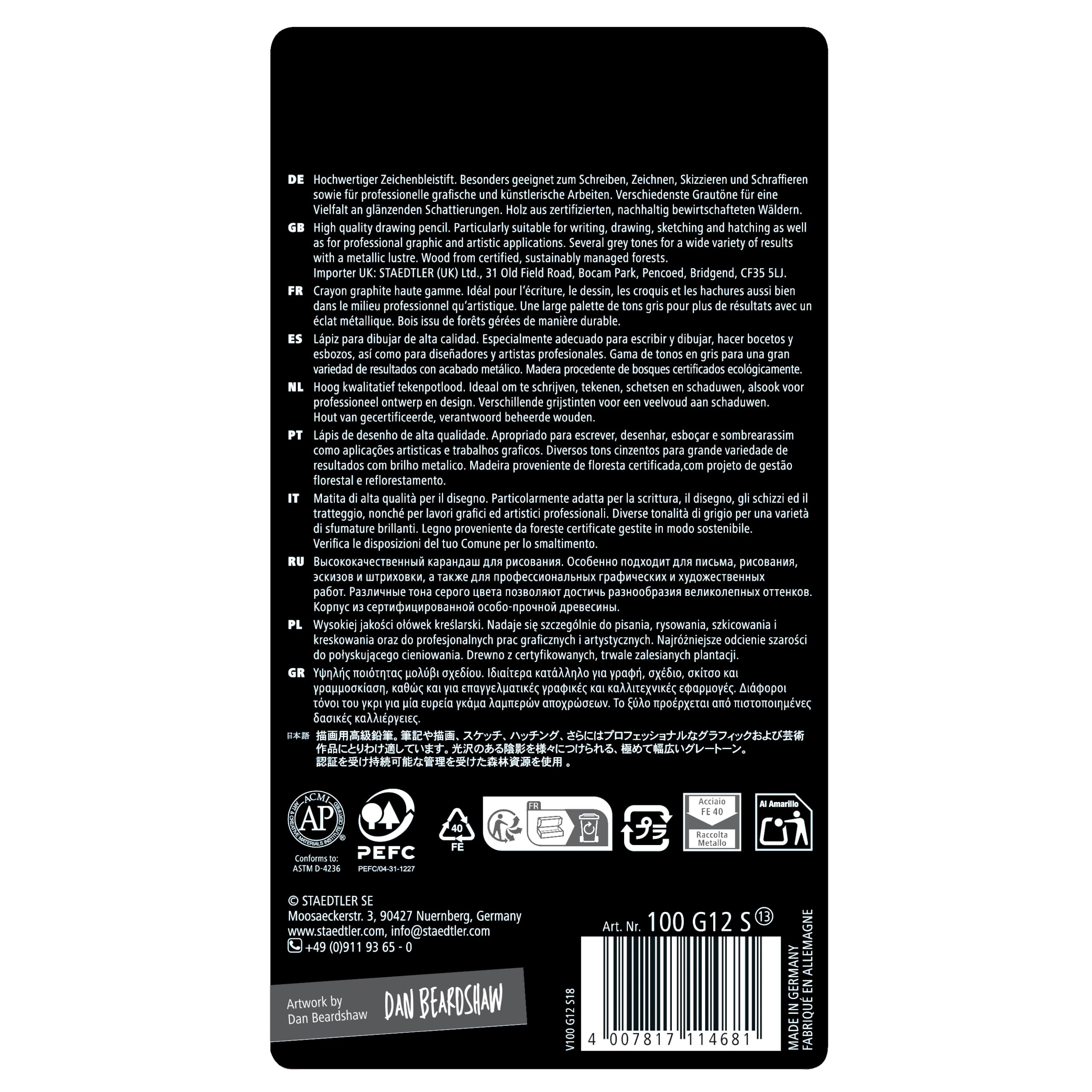 staedtler-mars-lumograph-100-g12-s-set-12-matite-disegno-8b-2h image 3
