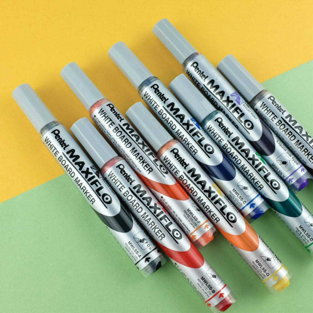 pentel-maxiflo-mwl5s-marcatore-per-lavagna-bianca-punta-4-0-mm-12-pezzi-nero image 4