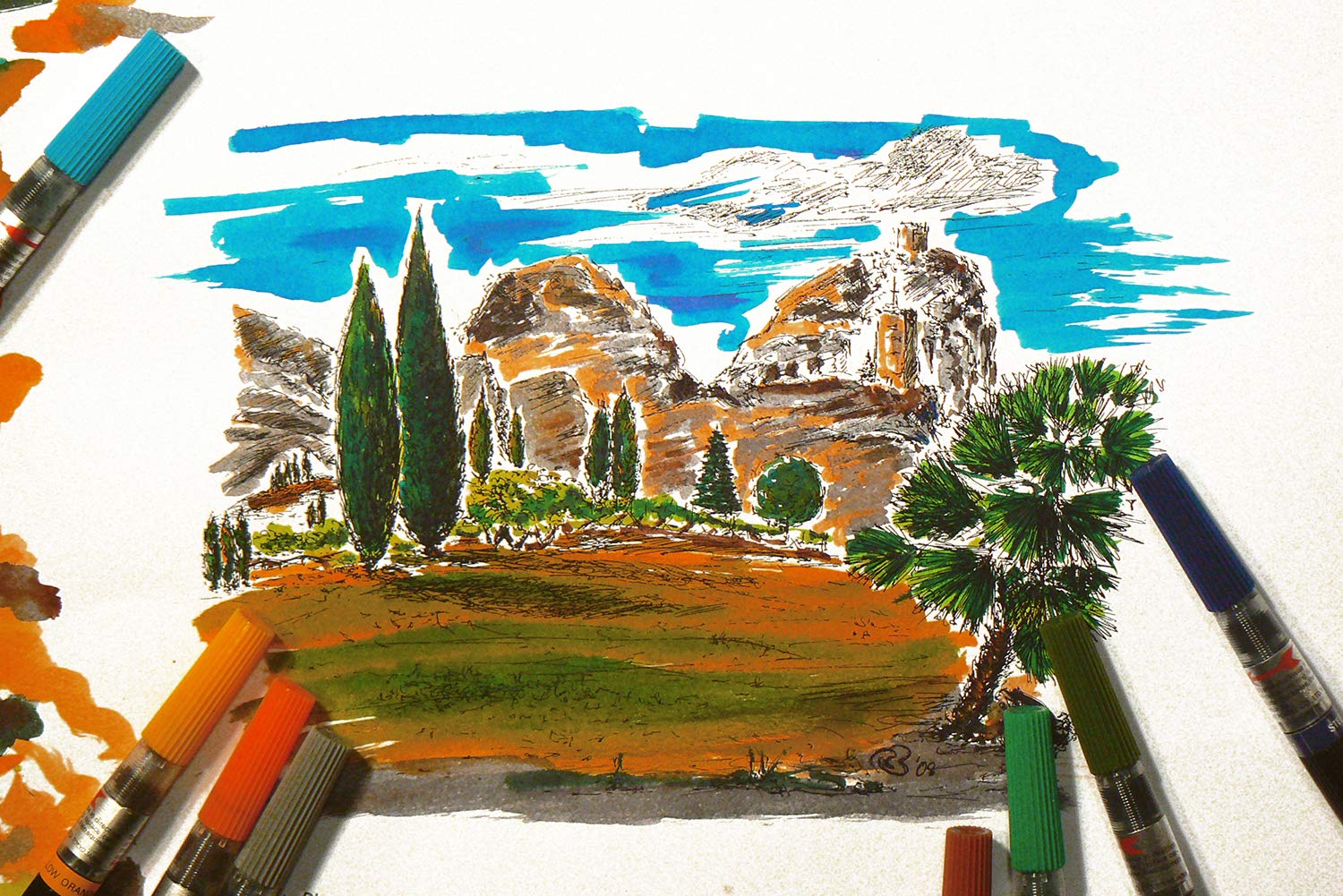 pentel-gfl-colour-brush-pennello-con-serbatoio-inchiostro-a-base-acqua-6-pezzi-c image 5