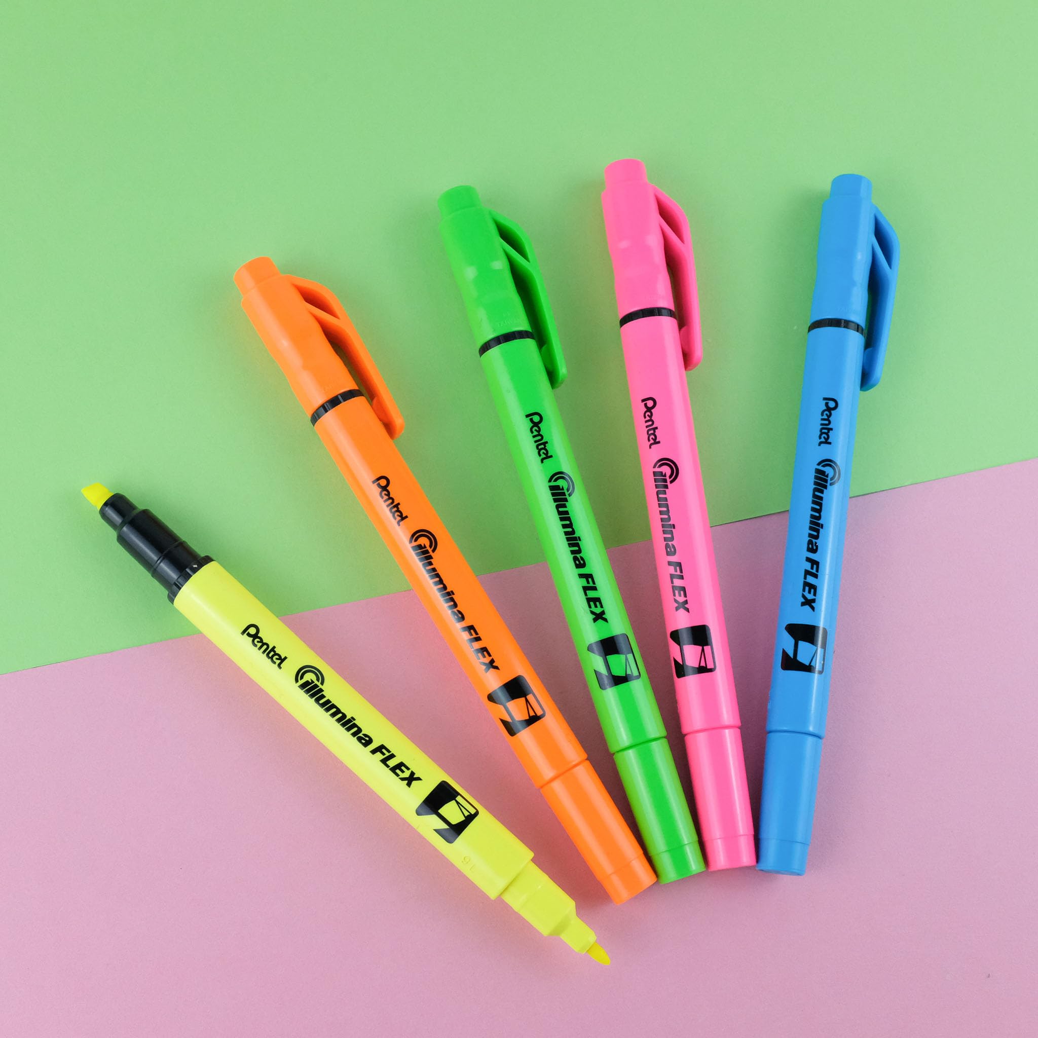 pentel-illumina-flex-slw11-evidenziatore-doppia-punta-flessibile-azzurro-10-pezz image 7