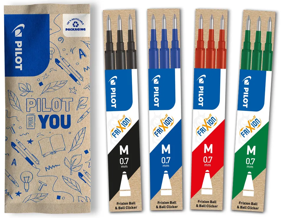 pilot-frixion-ricariche-0-7-mm-4-set-da-3-12-ricariche-nero-blu-rosso-verde image 1
