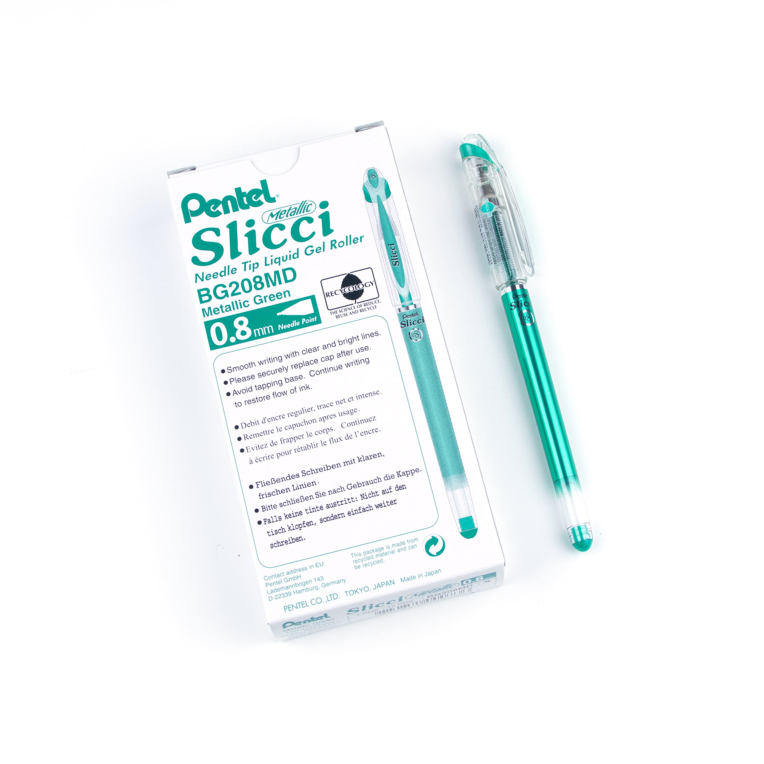 pentel-bg208-slicci-metallic-oro-0-8-mm-confezione-12-penne-gel image 7