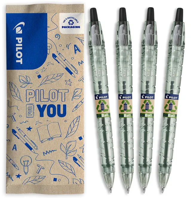 pilot-b2p-ecoball-penna-a-scatto-ecologica-punta-media-1-0-mm-confezione-da-4 image 1