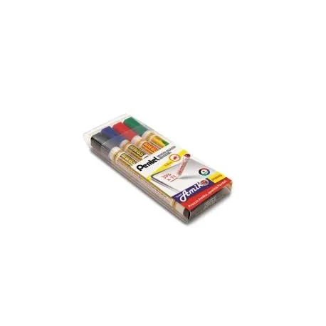 pentel-mw85-amiko-marcatore-lavagna-bianca-punta-conica-4-pz-nero-blu-rosso-verd image 1