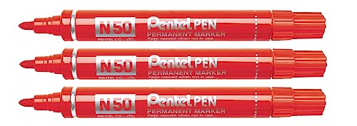 pentel-n50-marcatore-permanente-punta-conica-rosso-confezione-3-pezzi image 7