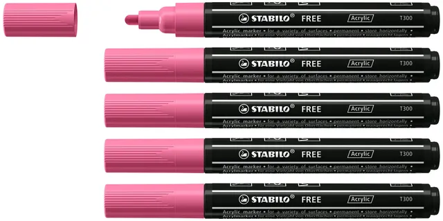 stabilo-free-acrylic-t300-marker-acrilico-punta-rotonda-2-3-mm-confezione-da-5-r image 1