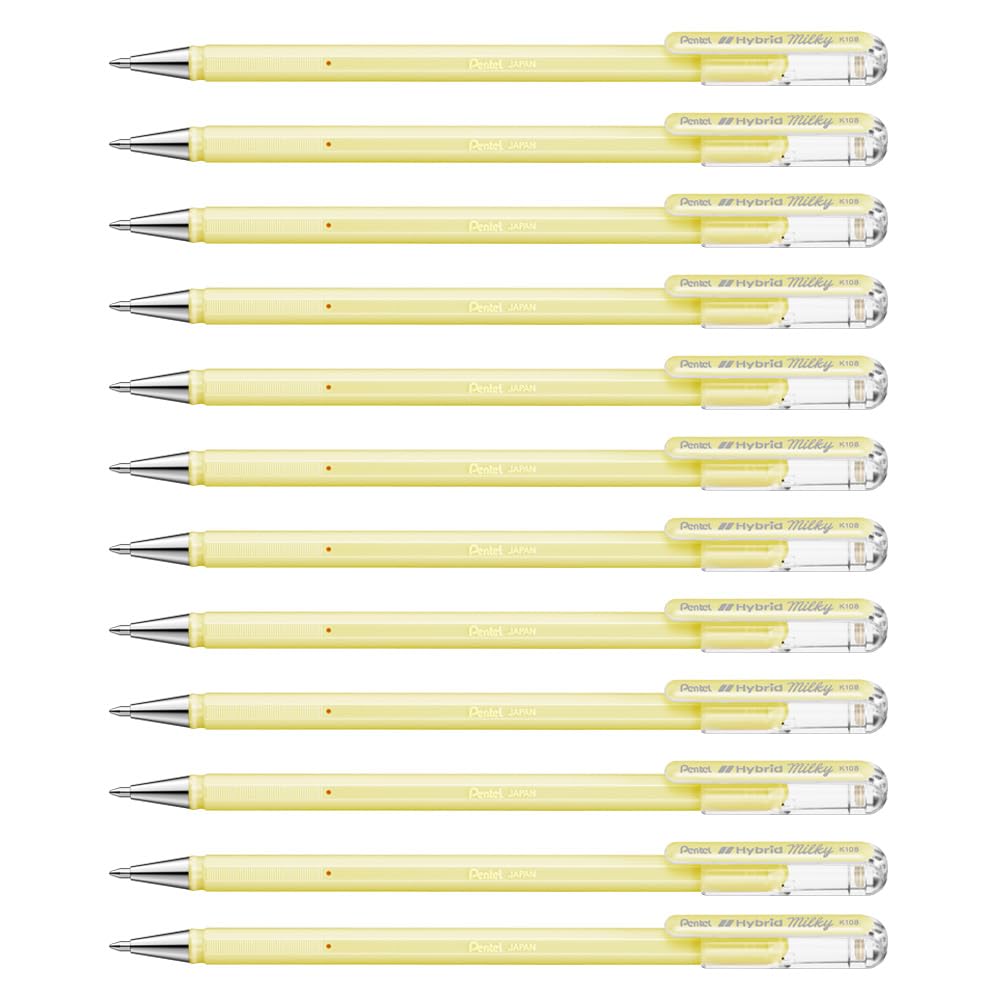 pentel-hybrid-milky-k108p-roller-gel-pastello-giallo-0-8-mm-confezione-12-pezzi image 1