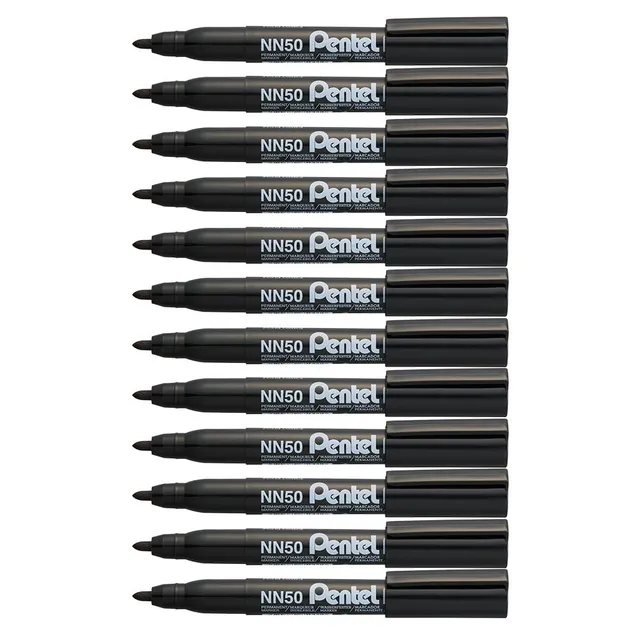 pentel-nn50-green-label-marcatore-permanente-punta-conica-nero-confezione-12-pz image 1
