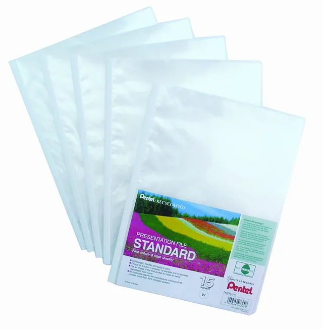 pentel-recycology-dcp3415-portalistino-presentation-file-a4-bianco-5-pezzi image 1