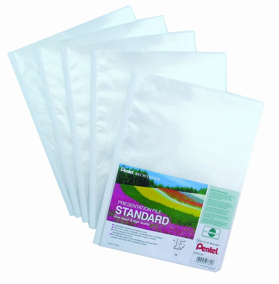 pentel-recycology-dcp3415-portalistino-presentation-file-a4-bianco-5-pezzi image 1