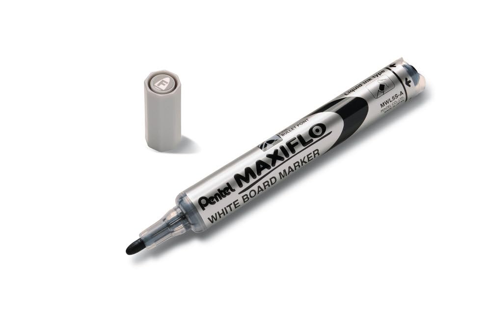 pentel-maxiflo-mwl5s-marcatore-per-lavagna-bianca-punta-4-0-mm-12-pezzi-nero image 2