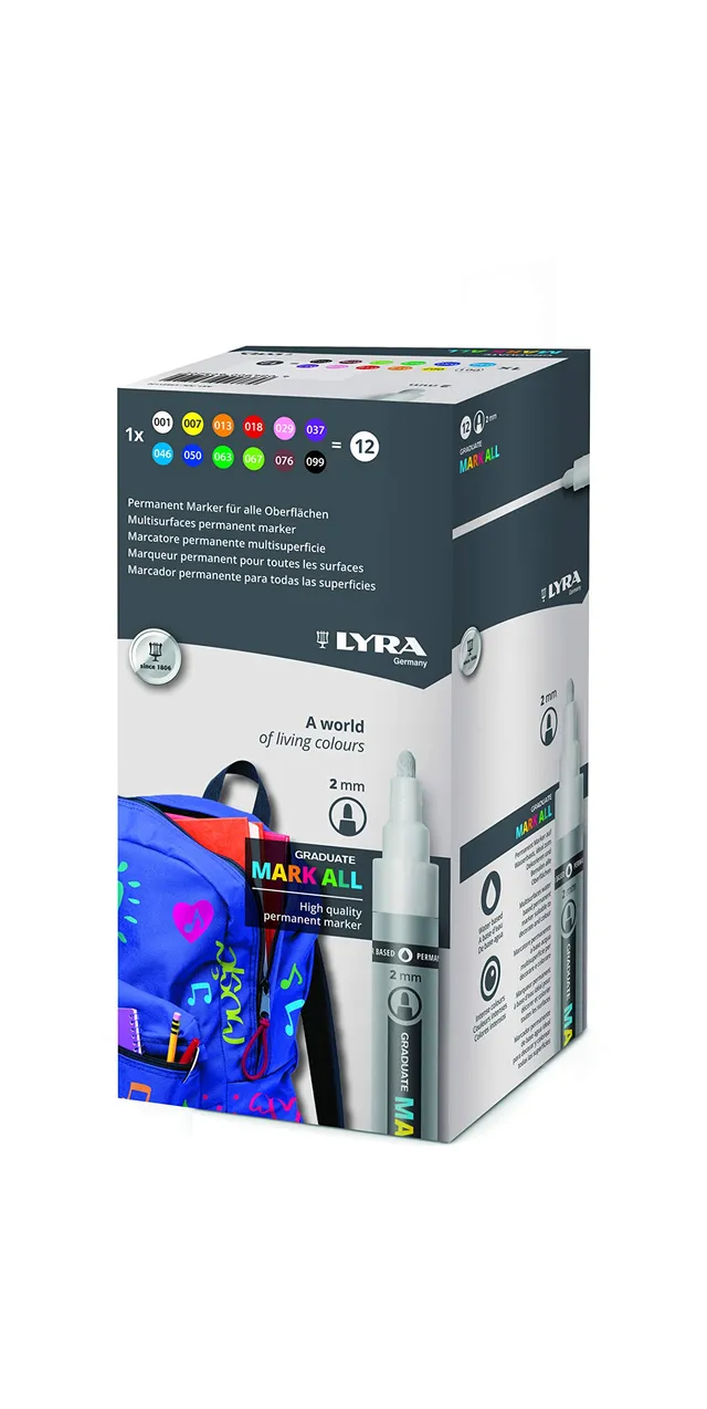lyra-graduate-mark-all-marcatore-a-tempera-multisuperficie-punta-2-mm-astuccio-1 image 1