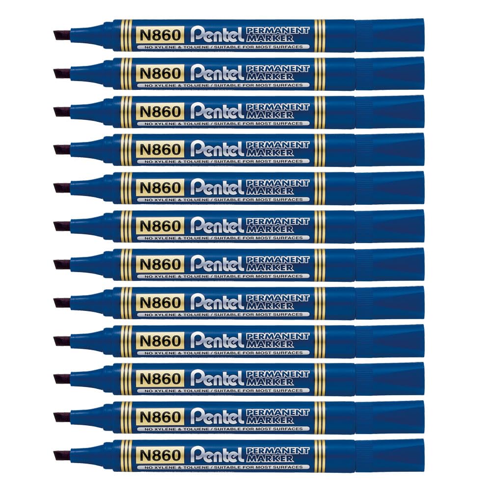 pentel-n860-marcatore-permanente-punta-scalpello-nero-confezione-12-pezzi image 8