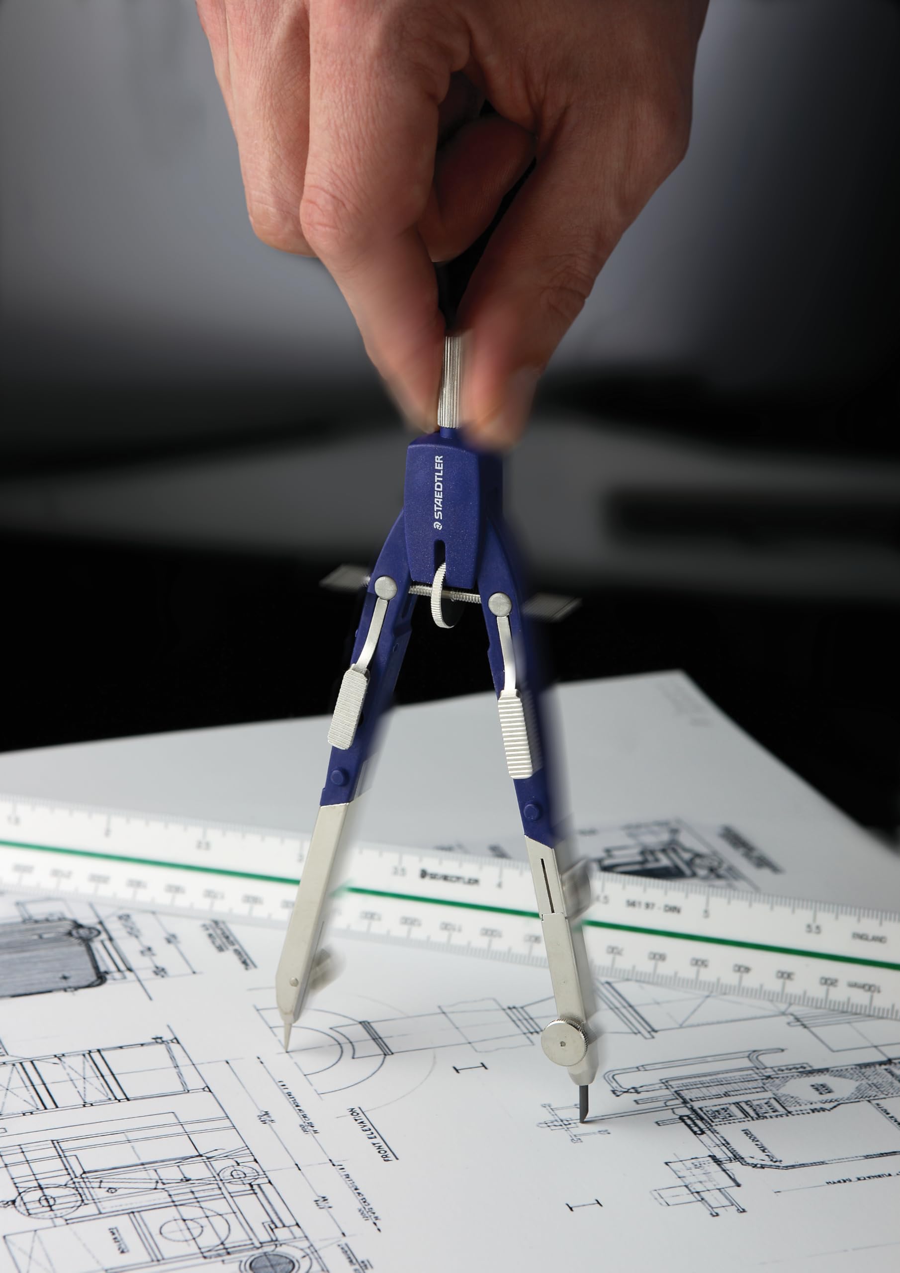 staedtler-mars-comfort-552-compasso-a-regolazione-rapida-blu-argento-con-astucci image 2