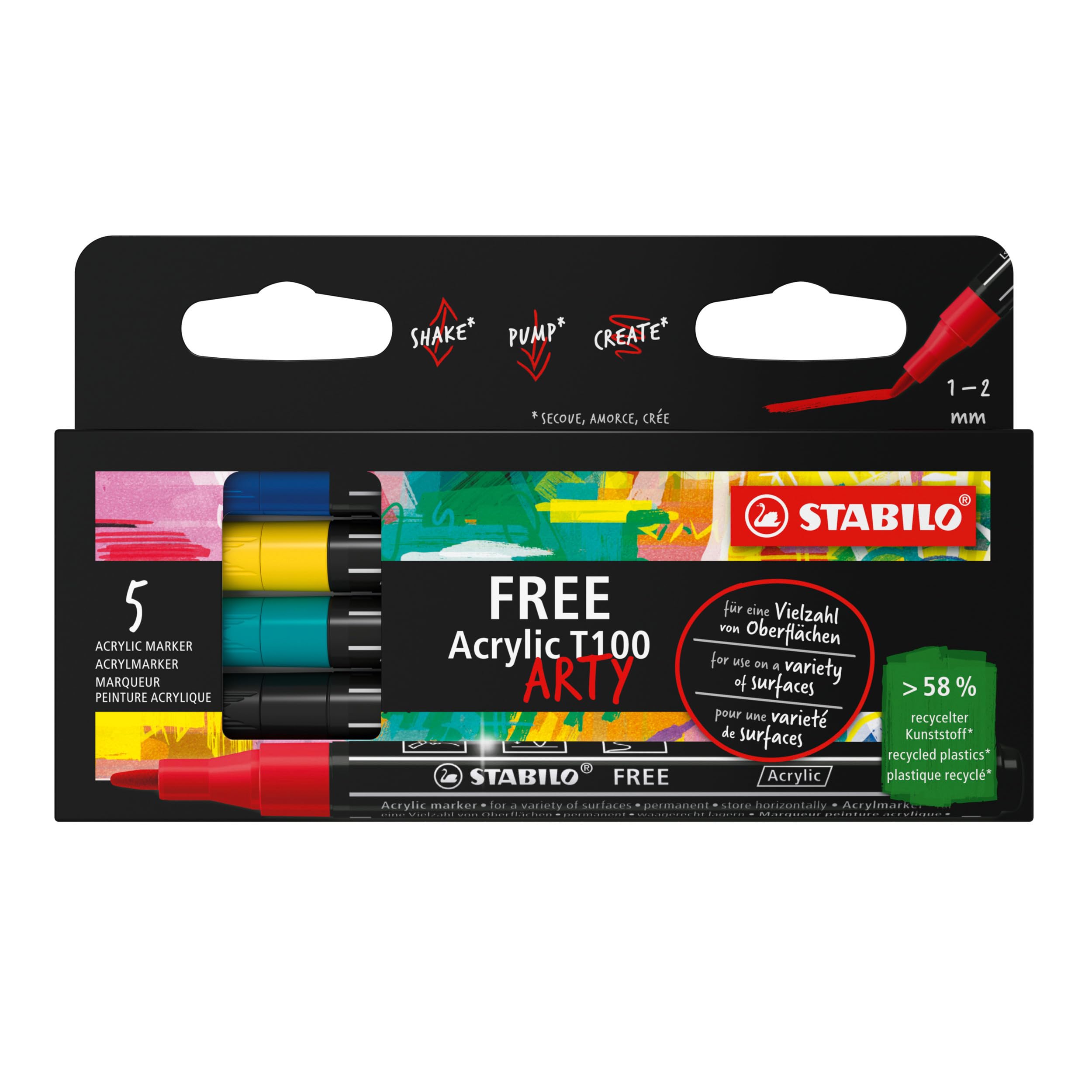 stabilo-free-acrylic-t100-marker-acrilico-punta-tonda-1-3-mm image 1
