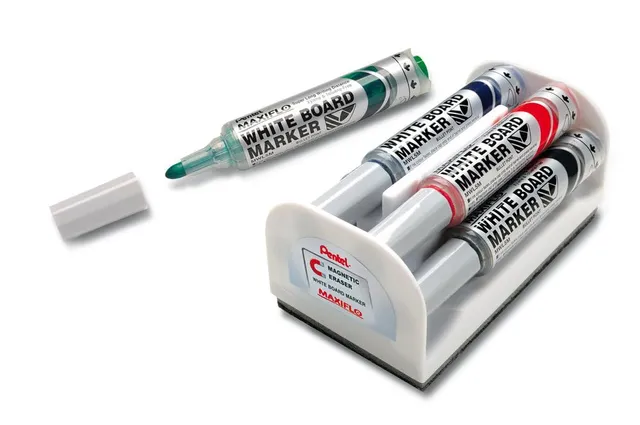 pentel-maxiflo-mwl5m-marcatore-per-lavagne-bianche-punta-6-0-mm-set-4-pezzi-nero image 1