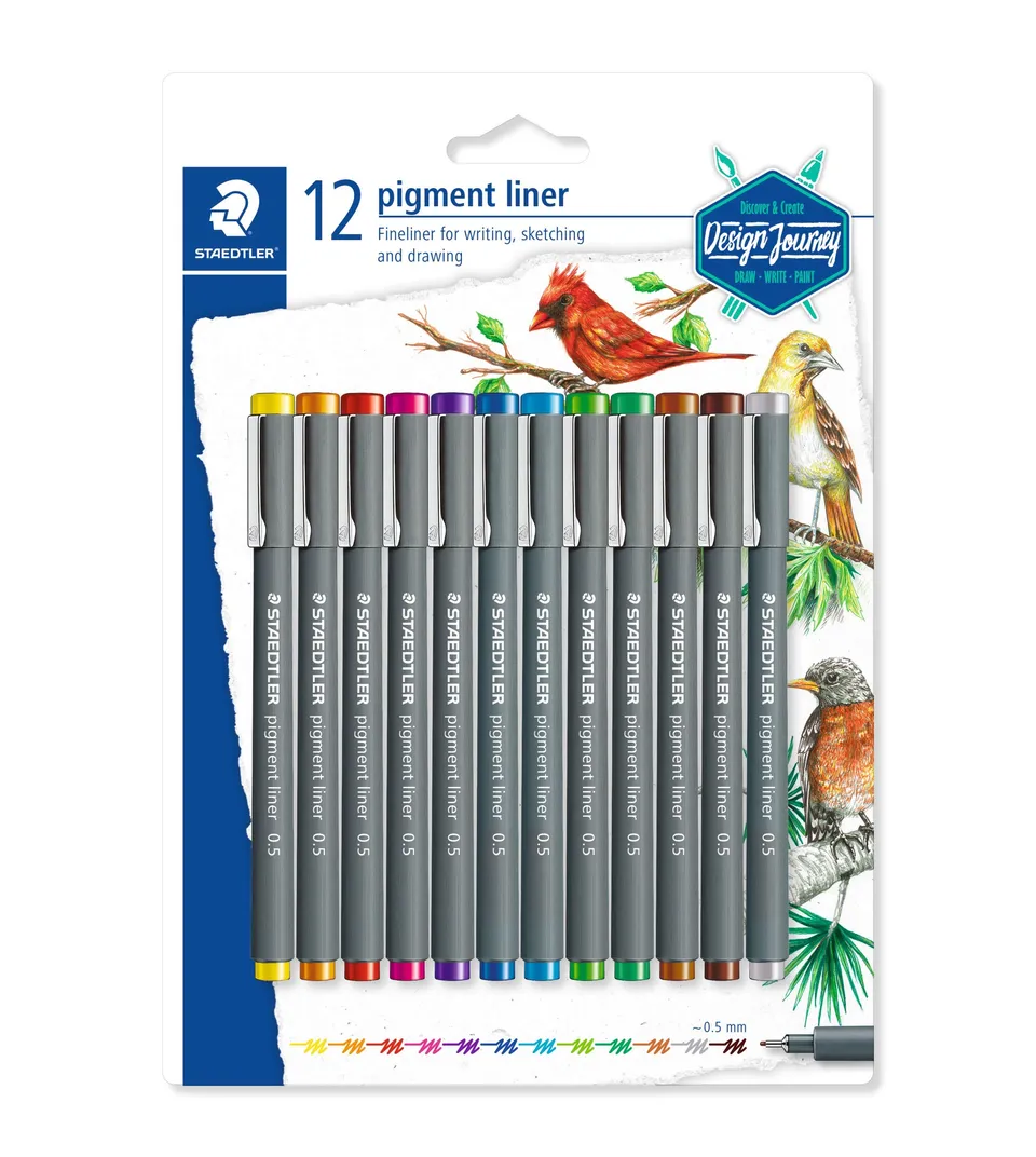 staedtler-pigment-liner-308-fineliner-0-5-mm-set-12-colori image 1