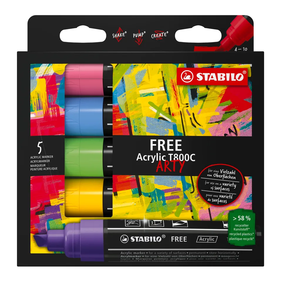 stabilo-free-acrylic-t800c-marker-acrilico-punta-a-scalpello-4-10-mm image 1