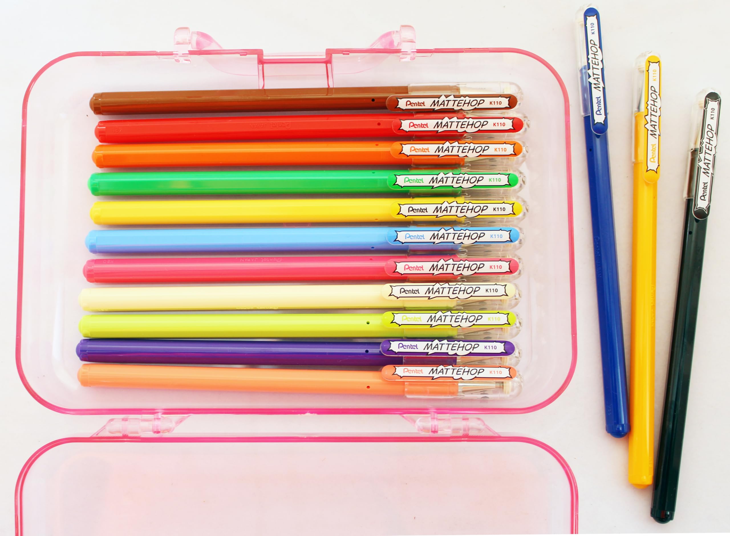 pentel-mattehop-k110-v-roller-gel-opaco-1-0-mm-set-valigetta-14-colori image 3