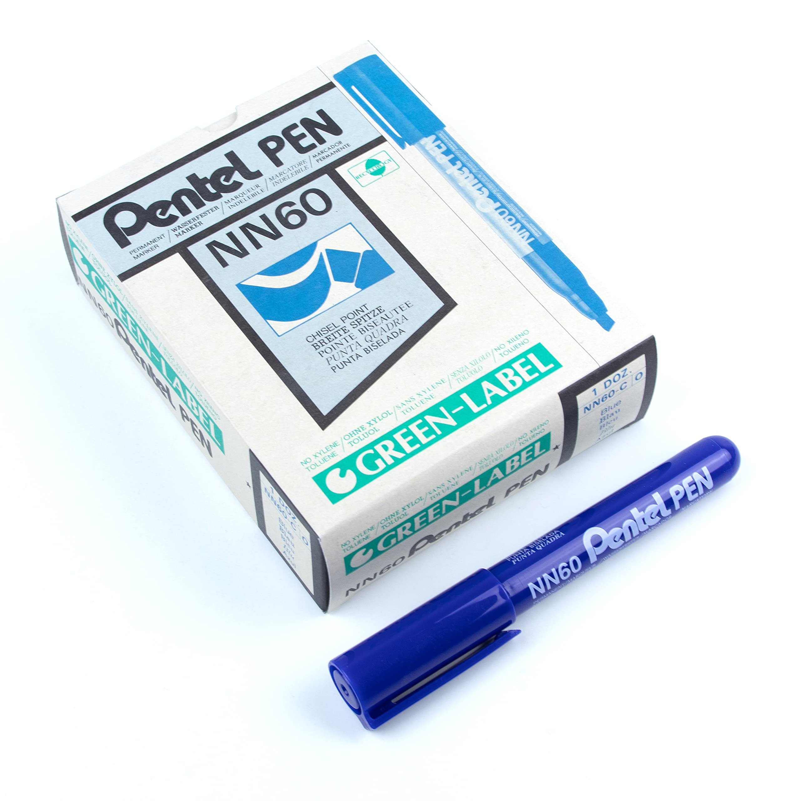 pentel-nn60-green-label-marcatore-permanente-punta-scalpello-nero-12-pezzi image 3