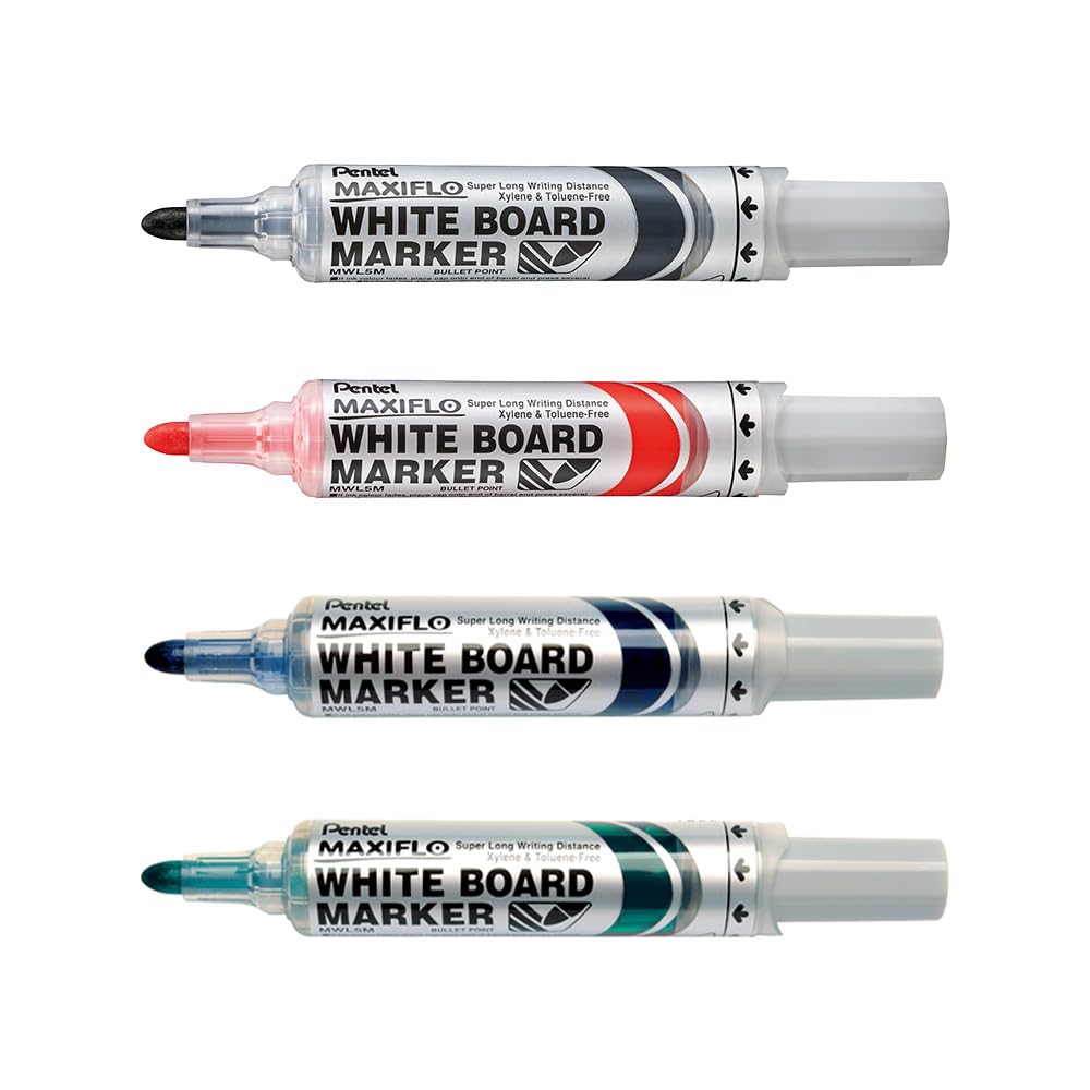 pentel-maxiflo-mwl5m-marcatore-per-lavagne-bianche-punta-6-0-mm-set-4-pezzi-nero image 3