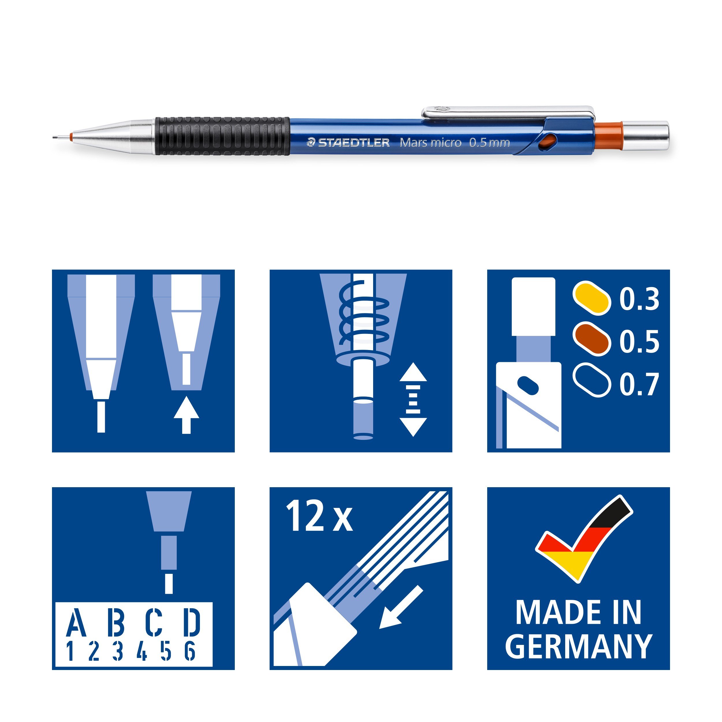staedtler-mars-micro-portamine-0-7-mm-blu-con-mine-hb-e-gommino image 5