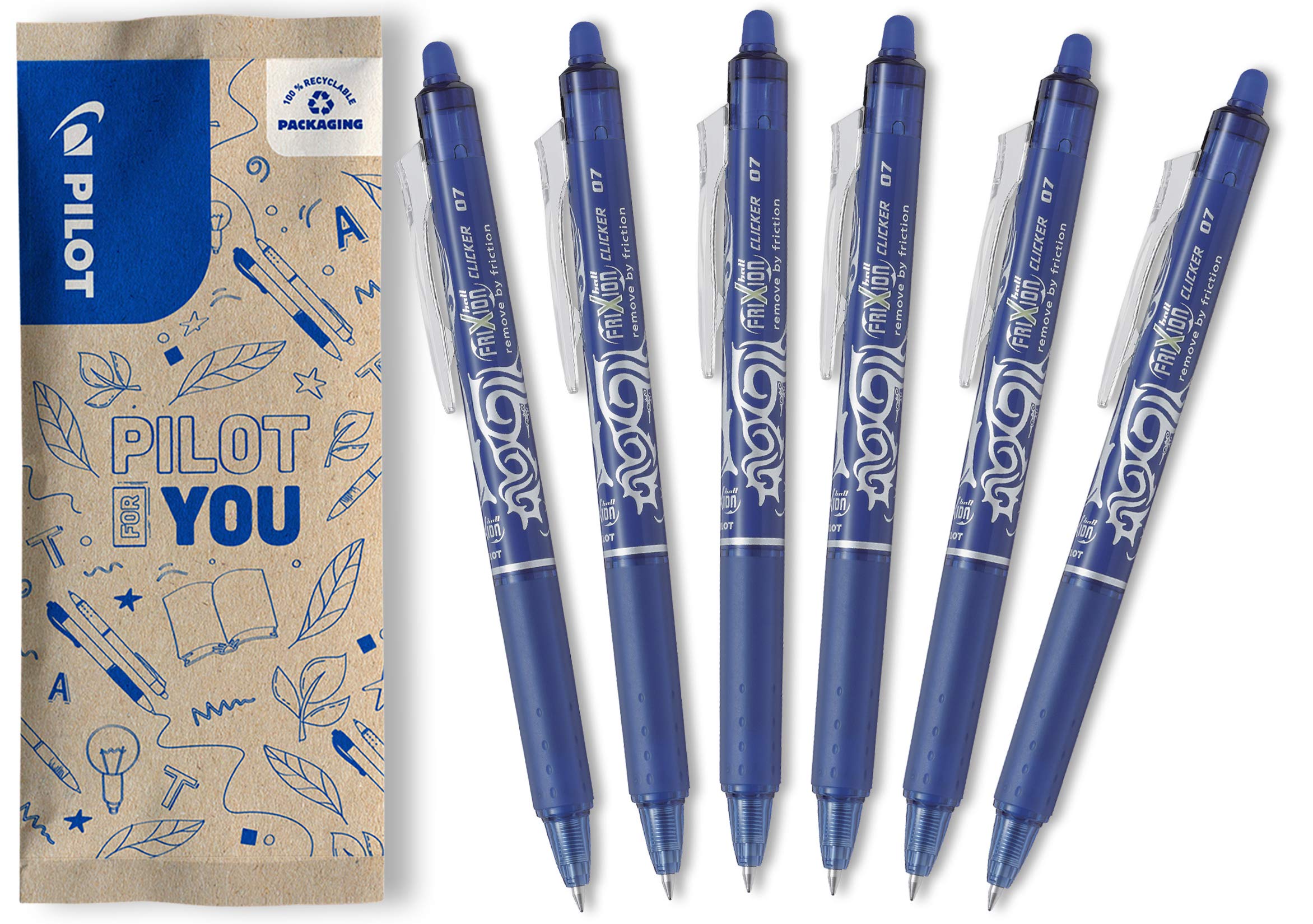 pilot-frixion-ball-clicker-07-penna-roller-cancellabile-blu-set-6-pezzi image 1