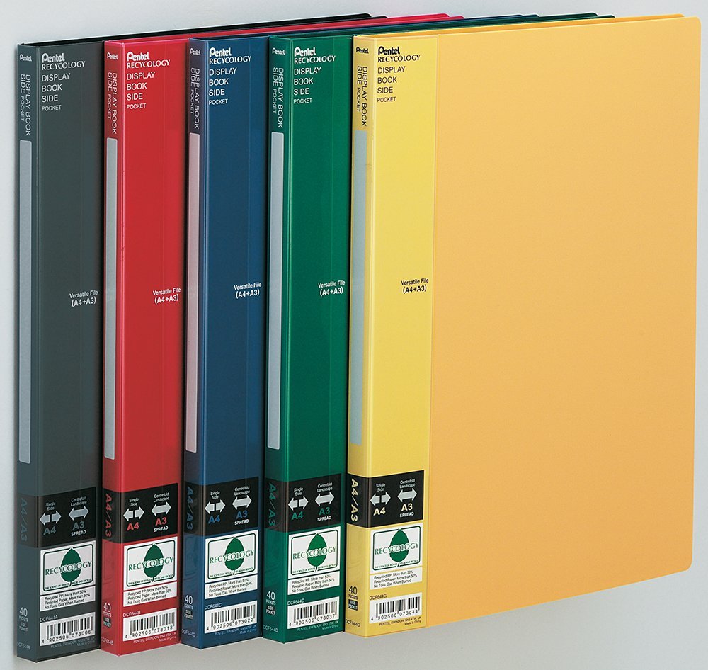 pentel-recycology-dcf644-portalistini-display-book-40-buste-giallo-a4-a3 image 2