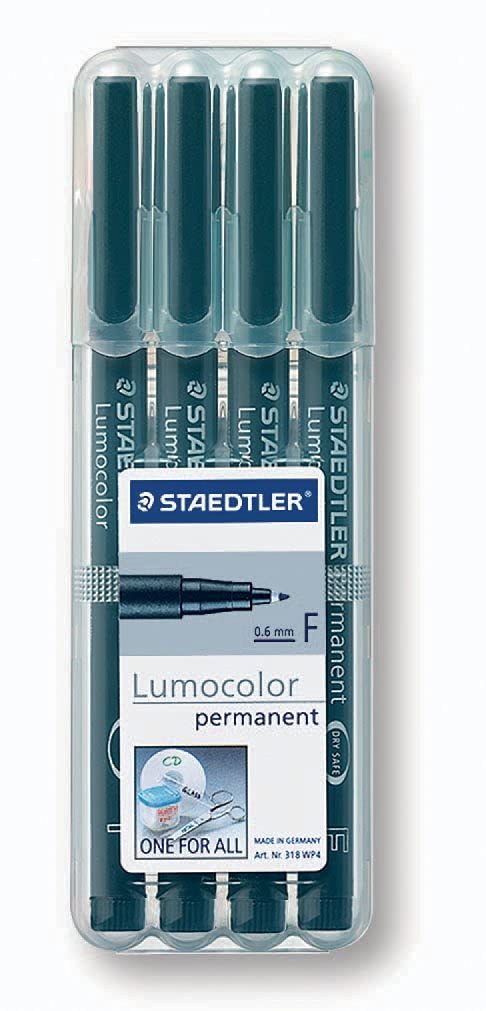 staedtler-lumocolor-318-penne-permanenti-nero-set-da-4-punta-fine-0-6-mm image 1