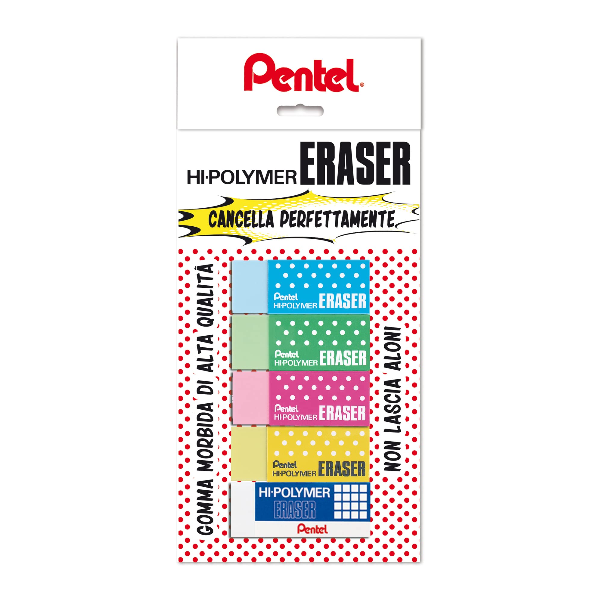 pentel-hi-polymer-zeh-05cm-mini-gomme-colorate-5-pezzi image 1