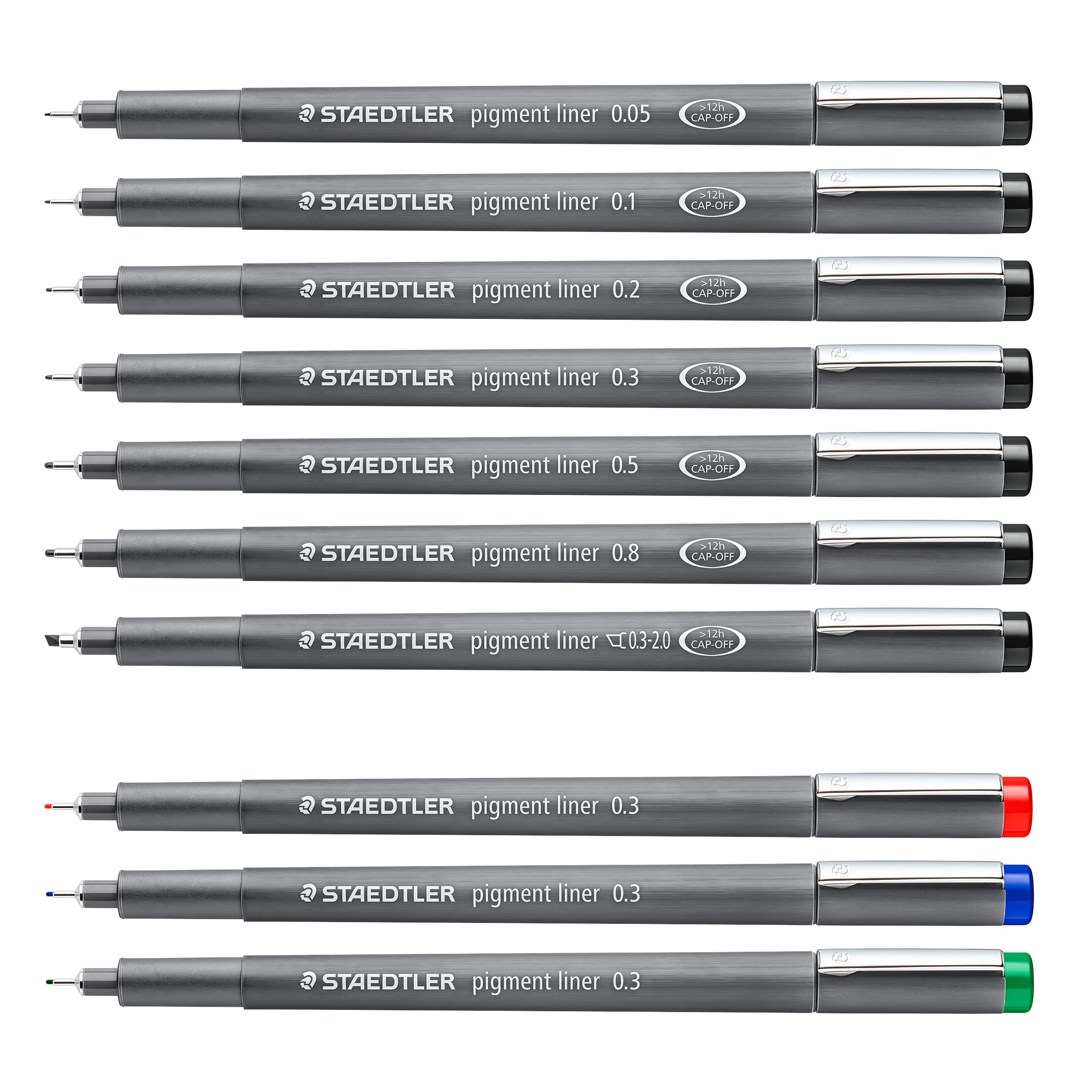 staedtler-pigment-liner-set-10-pezzi-7-neri-multilinea-3-colorati-0-3-mm image 3
