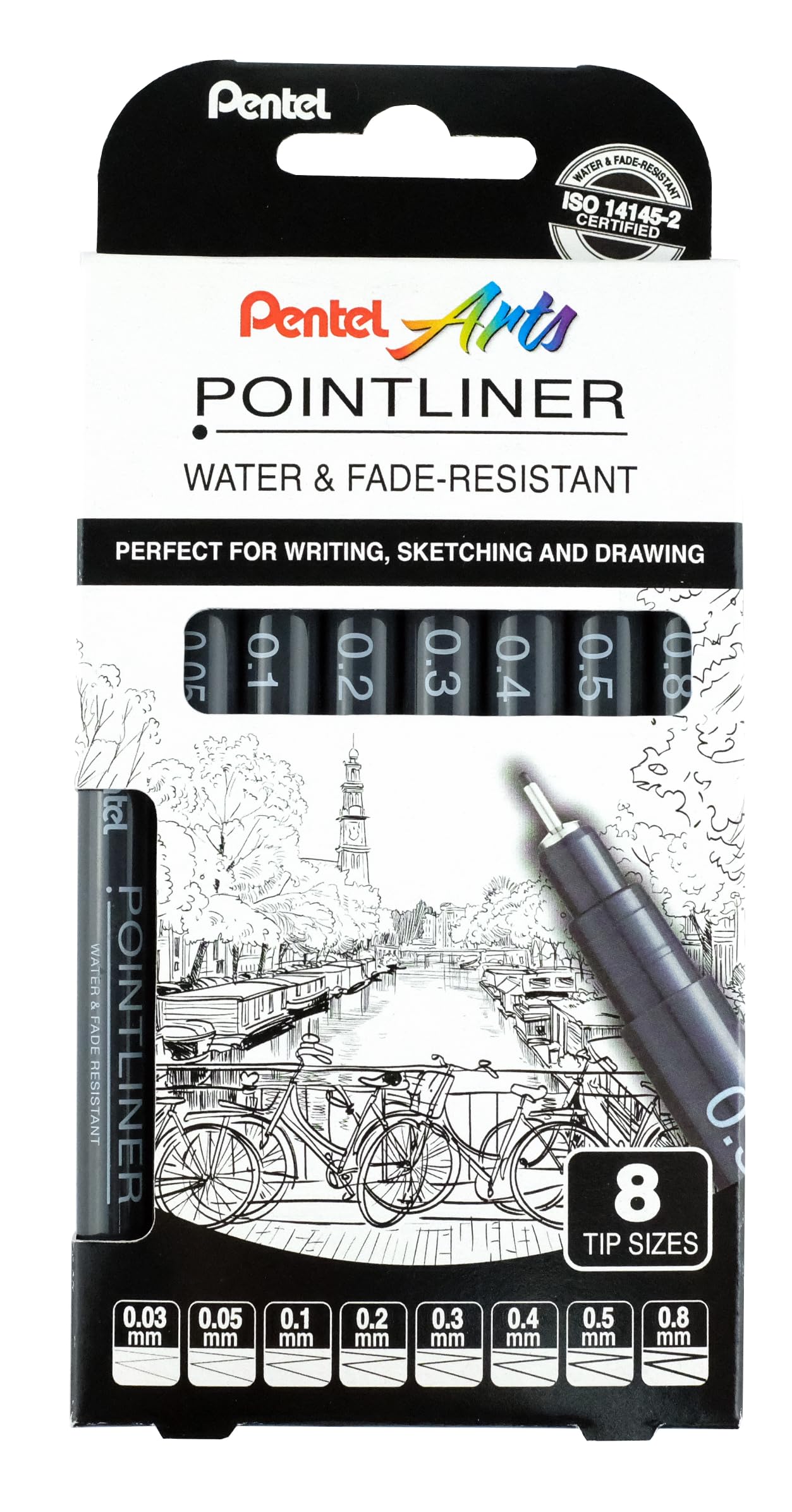 pentel-pointliner-s20p-fineliner-neri-set-8-punte-0-03-0-8-mm-pigment-liner image 2