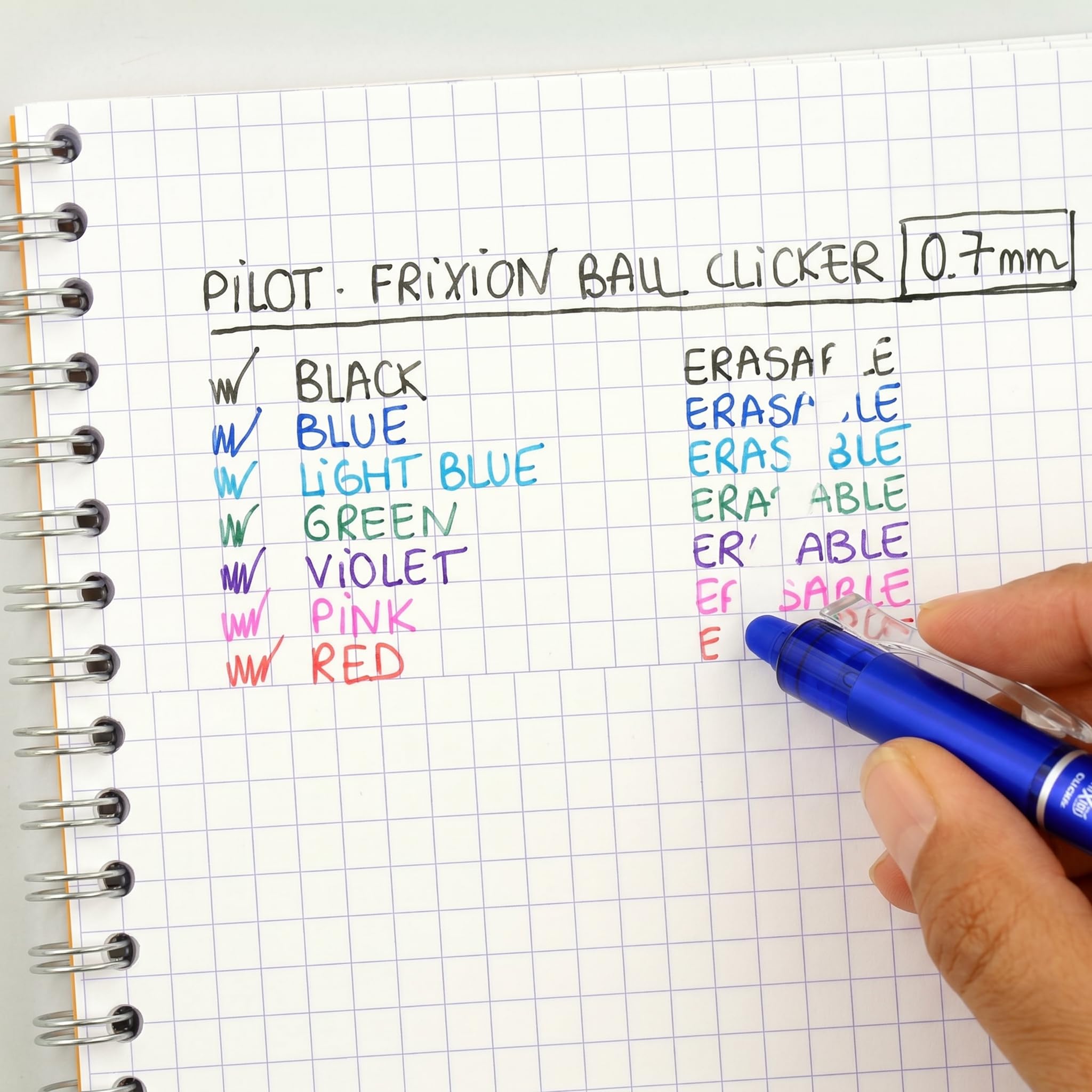 pilot-frixion-ball-clicker-07-penna-roller-cancellabile-blu-set-6-pezzi image 6
