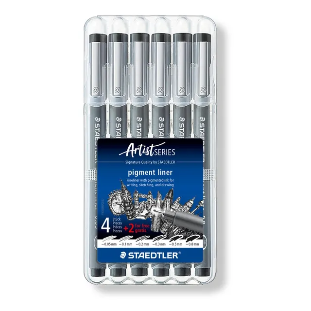 staedtler-pigment-liner-308-set-5-1-fineliner-nero-0-05-0-8-mm-6-pz image 1