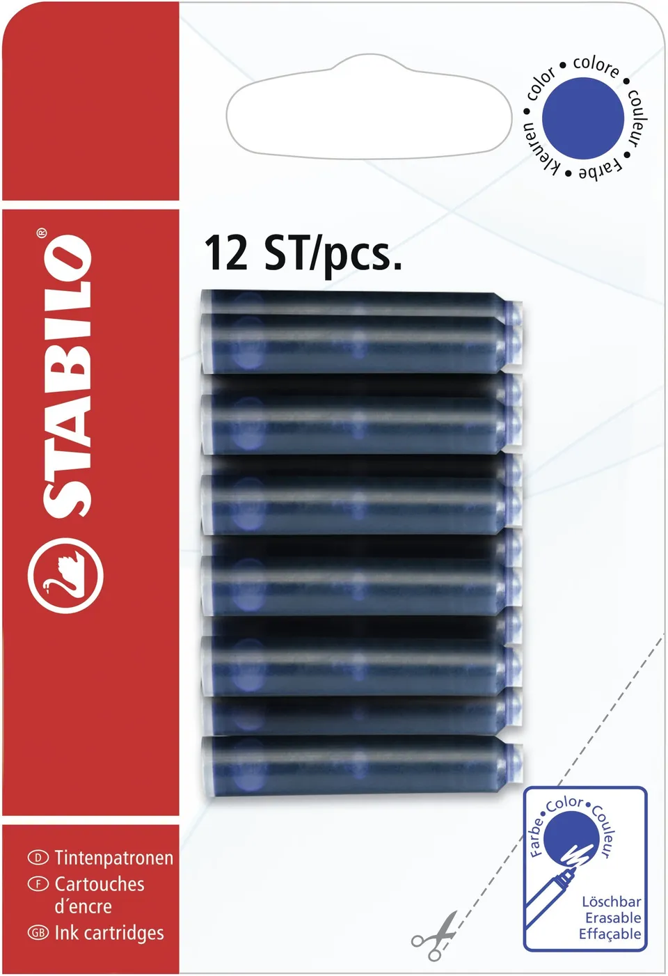 stabilo-refill-cartuccia-per-penna-roller-e-stilografica-0-5-mm-blu image 1