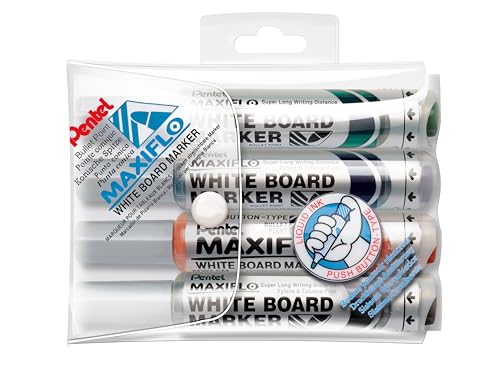 pentel-maxiflo-mwl5m-marcatore-lavagna-bianca-6-0-mm-4-pezzi-nero-rosso-blu-verd image 7