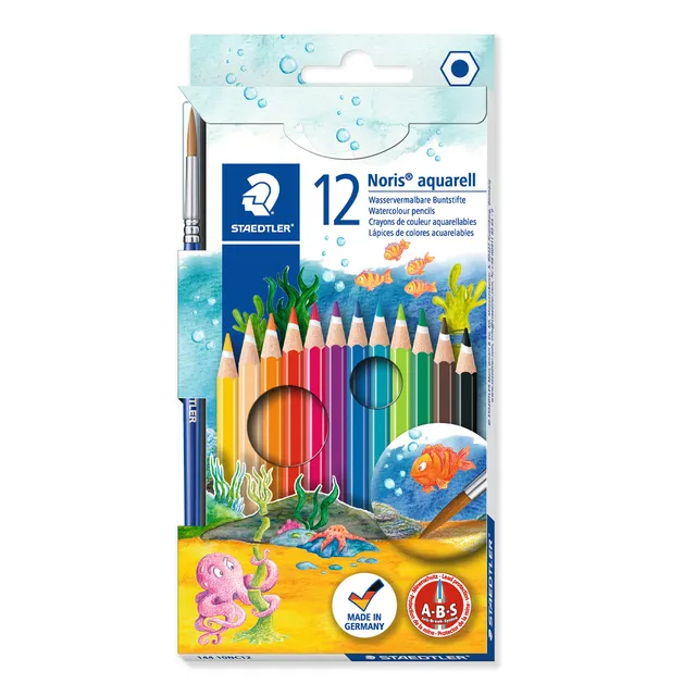 staedtler-noris-club-aquarell-144-10nc12-set-12-matite-acquerellabili-pennello image 1
