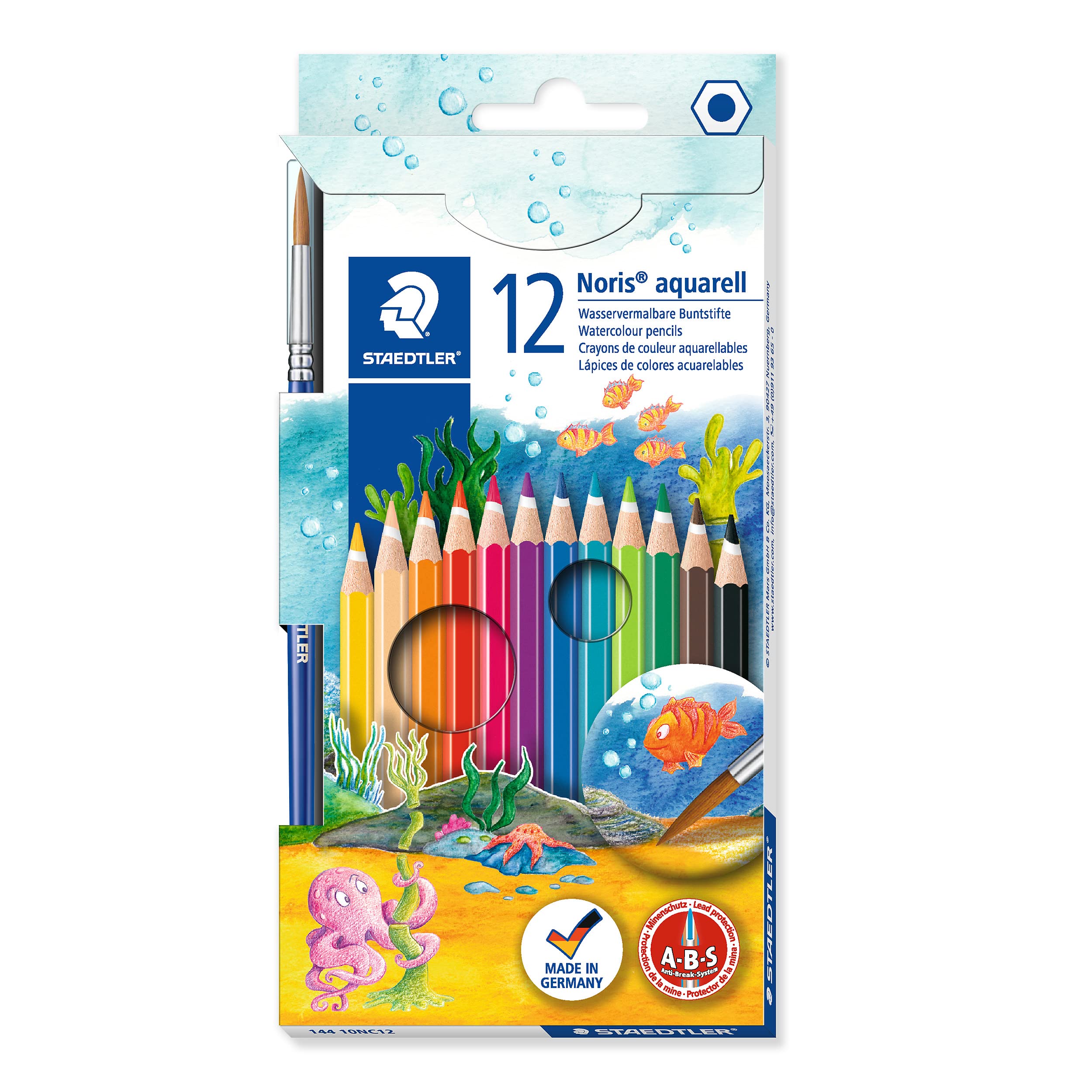 staedtler-noris-club-aquarell-144-10nc12-set-12-matite-acquerellabili-pennello image 1