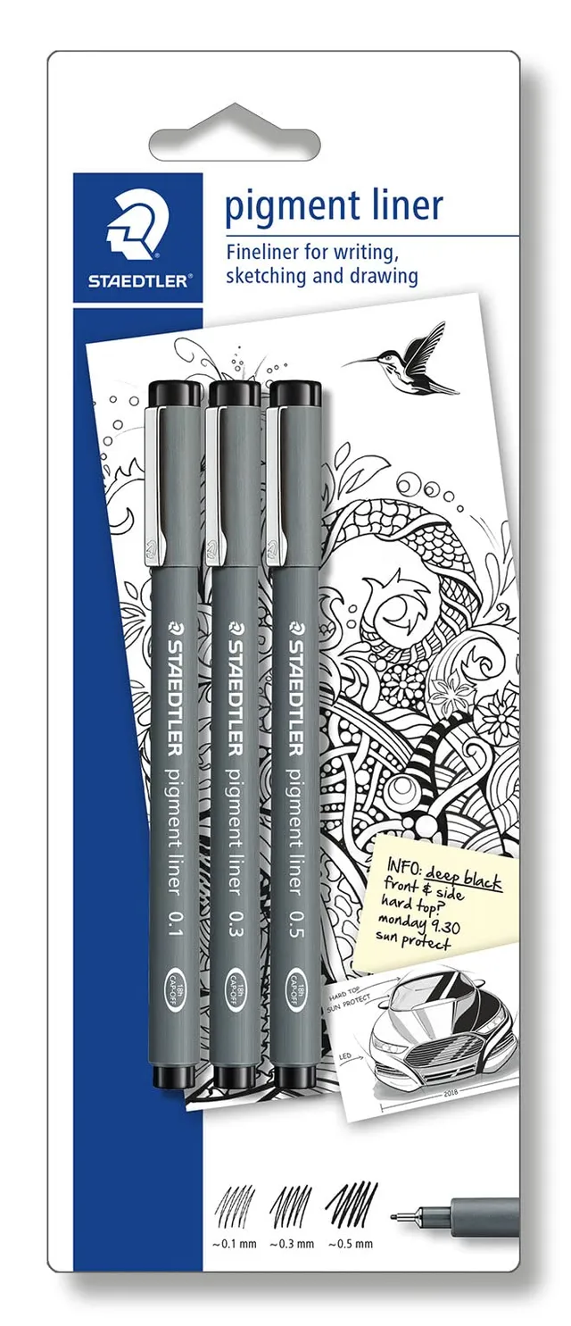 staedtler-pigment-liner-penna-tecnica-nera-set-3-pz image 1