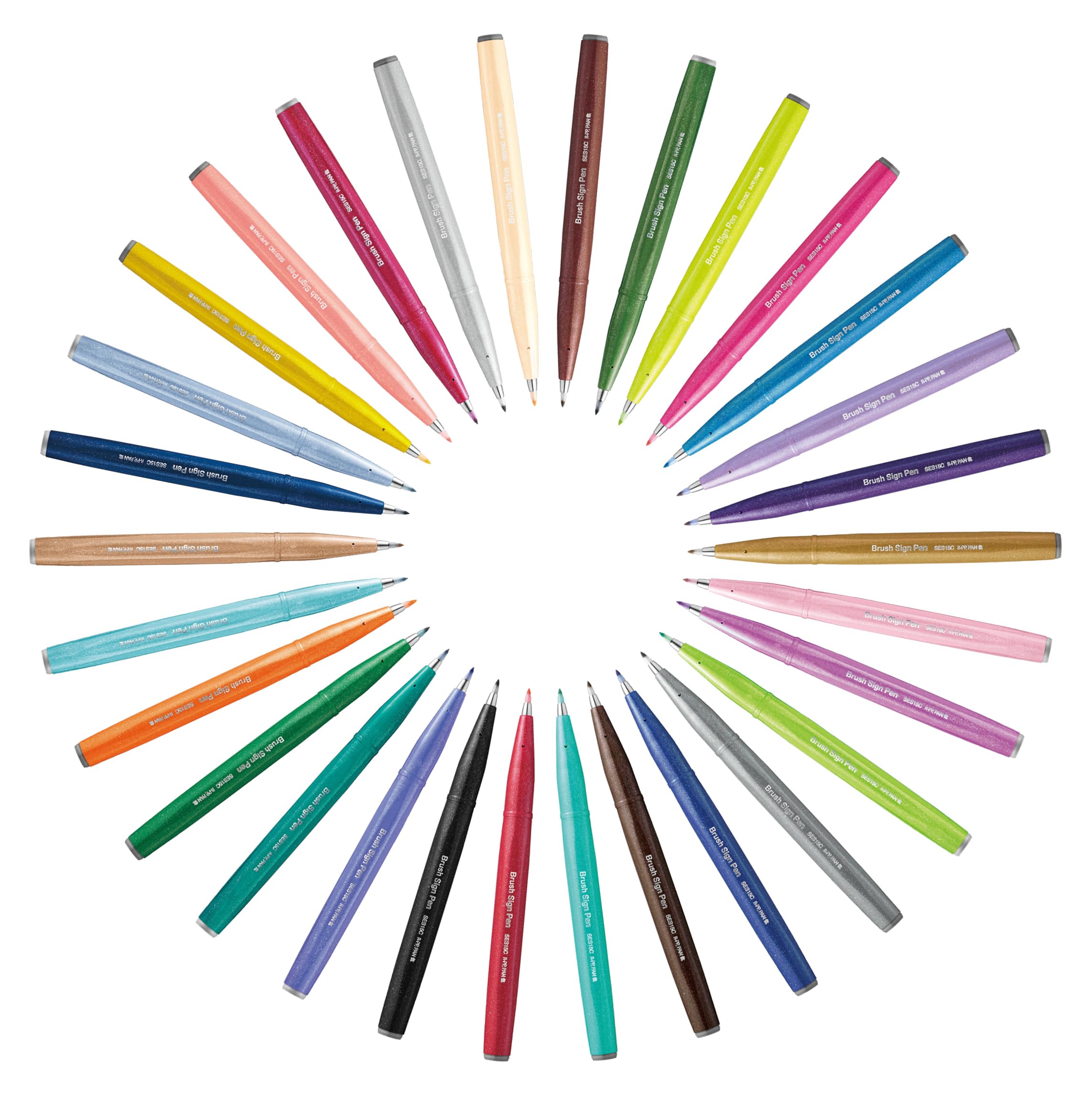 pentel-brush-sign-pen-ses15c-pennarelli-punta-flessibile-set-6-nuovi-colori-per- image 8