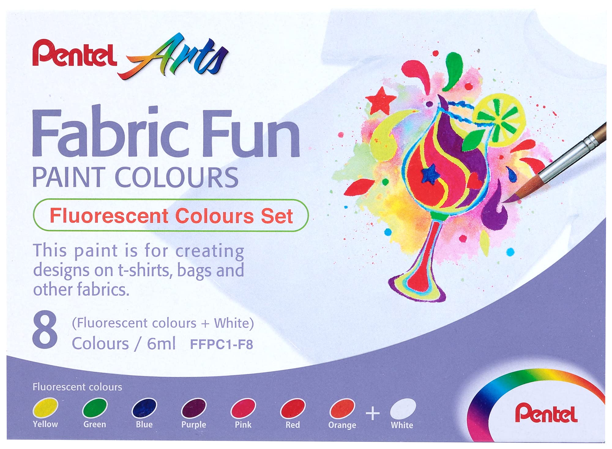 pentel-fabric-fun-fluo-ffpc1-set-colori-per-tessuto-t-shirt-s-e-roller-nero image 2