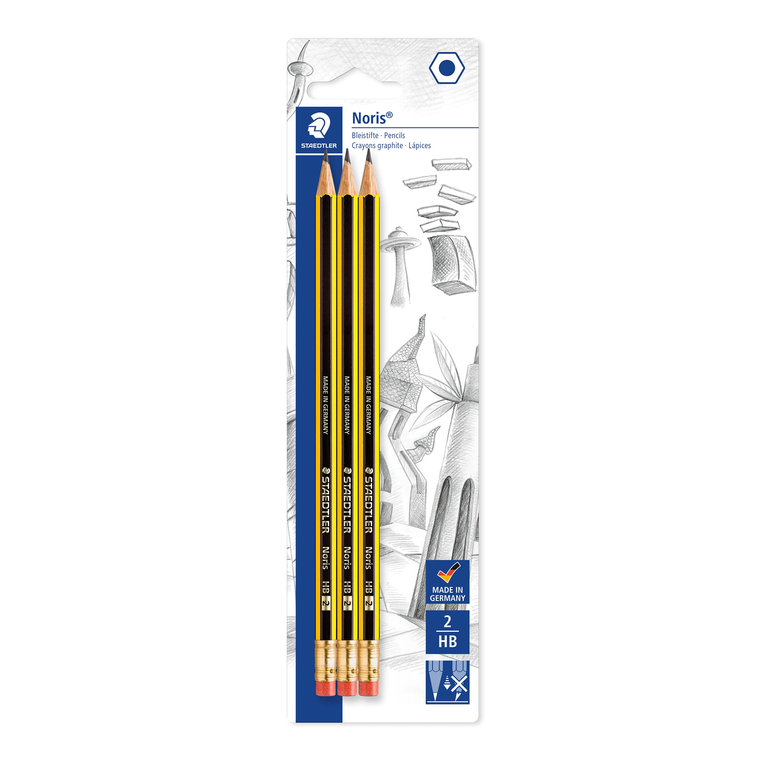 staedtler-noris-122-matita-grafite-hb-con-gommino-confezione-3-pezzi image 1
