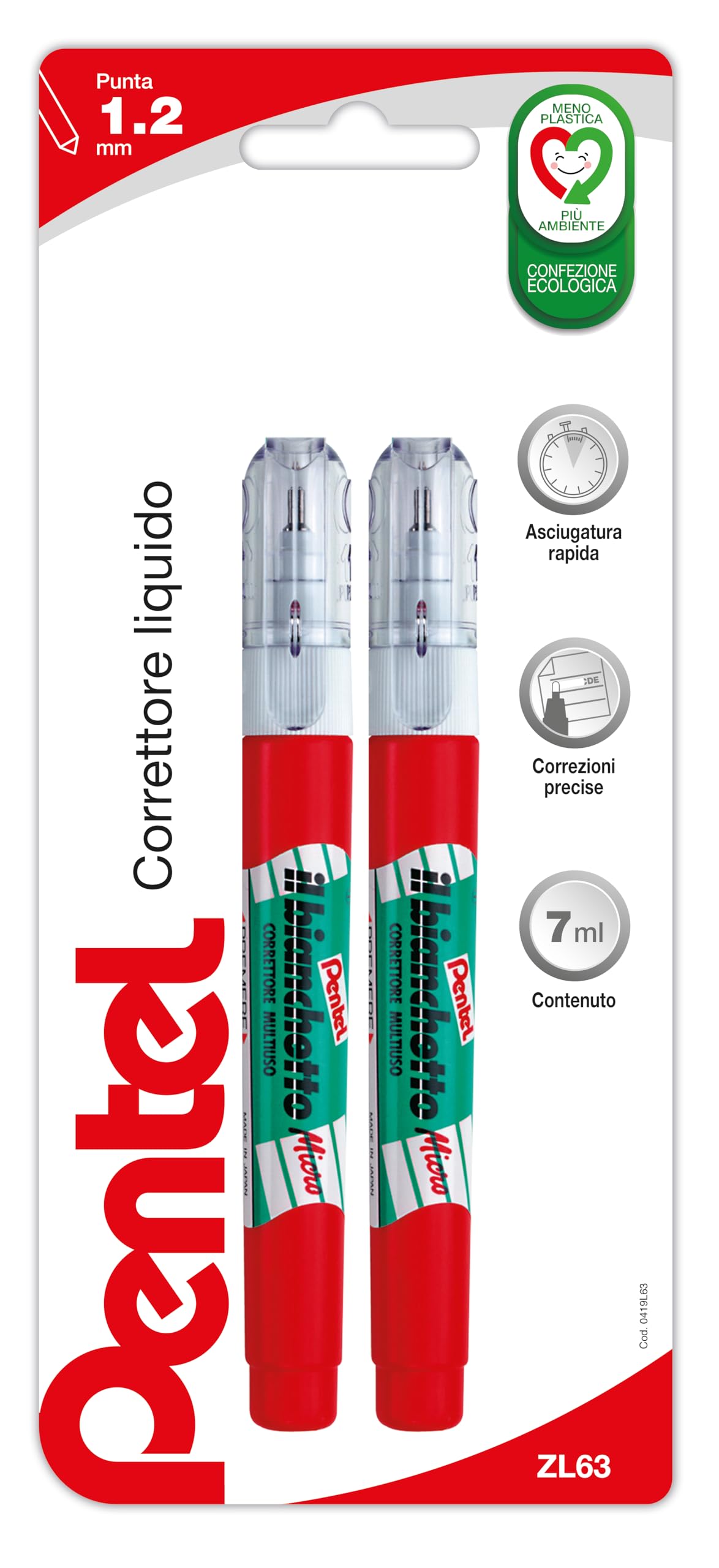 pentel-presto-zl63-bianchetto-micro-7-ml-punta-fine-1-2-mm-confezione-12-pezzi image 2
