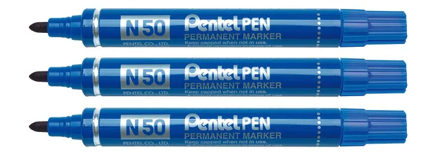 pentel-n50-marcatore-permanente-punta-conica-blu-3-pezzi image 1