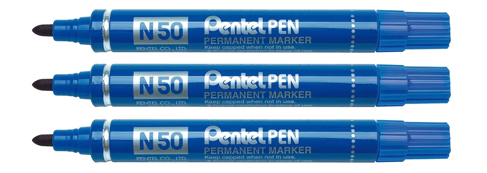 pentel-n50-marcatore-permanente-punta-conica-blu-3-pezzi image 1