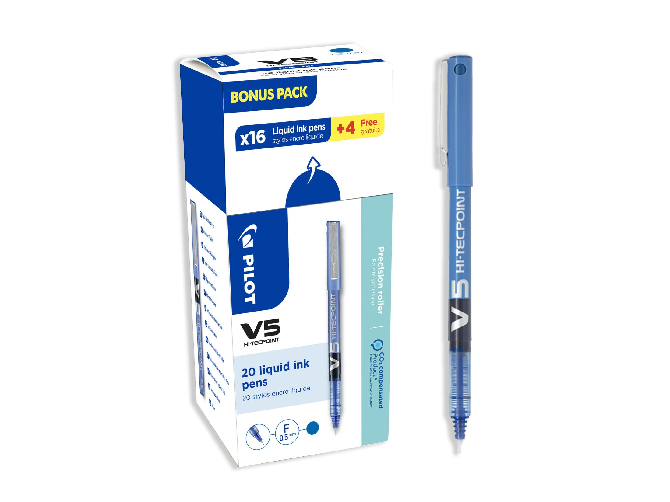 pilot-v5-set-20-penne-roller-0-5-mm-blu-inchiostro-liquido image 1