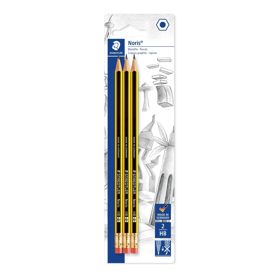 staedtler-noris-122-matita-grafite-hb-con-gommino-confezione-3-pezzi image 1